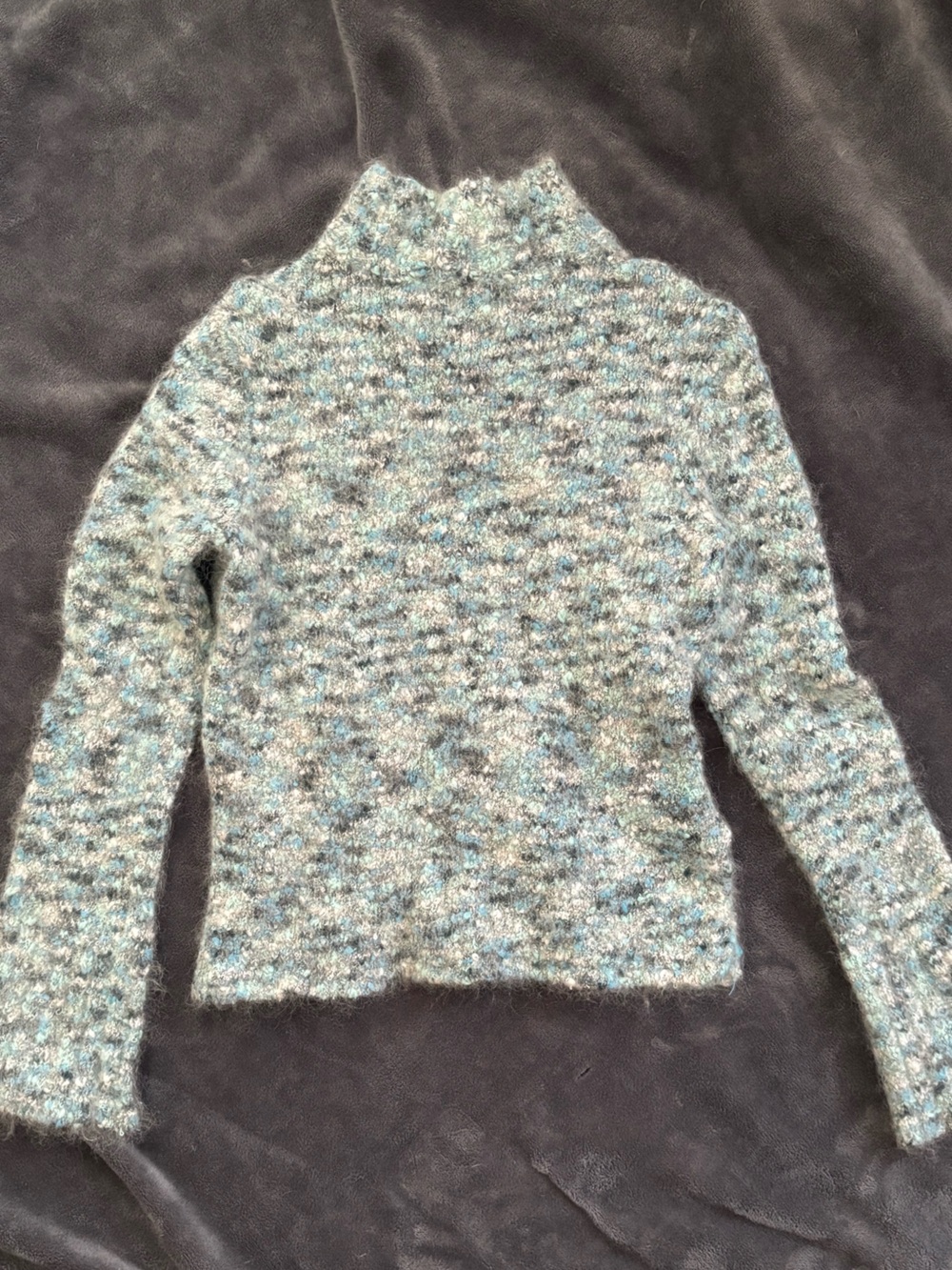 Y2K Old Navy Multicolor Bouclé Crewneck Sweater in Blue and Gray